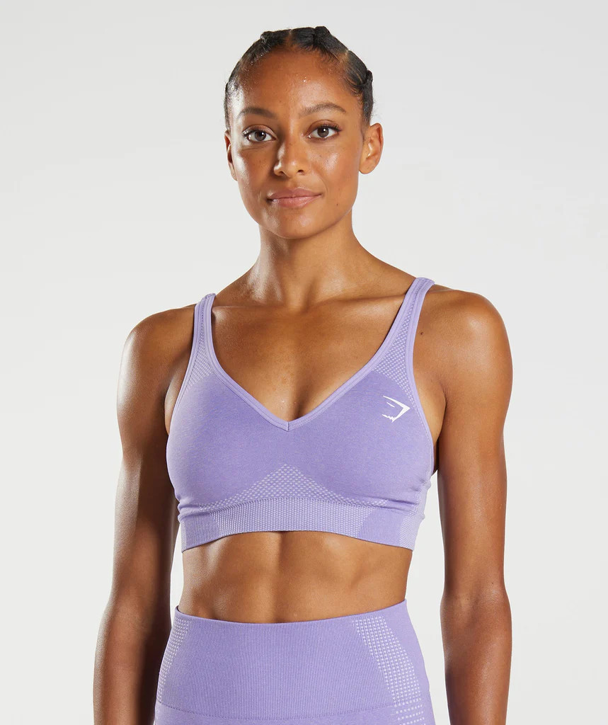 Gymshark Vital Seamless 2.0 V Neck Sports Bra - Digital Violet Marl | Gymshark (Global)