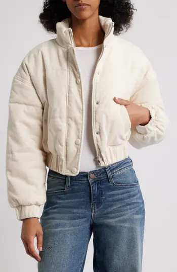 All in Favor Cotton Crop Puffer Jacket in Cream at Nordstrom Rack, Size Medium | Nordstrom Rack