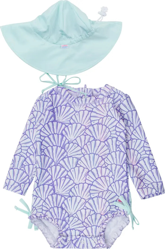 Magical Mermaid Long Sleeve One-Piece Rashguard Swimsuit & Hat Set | Nordstrom