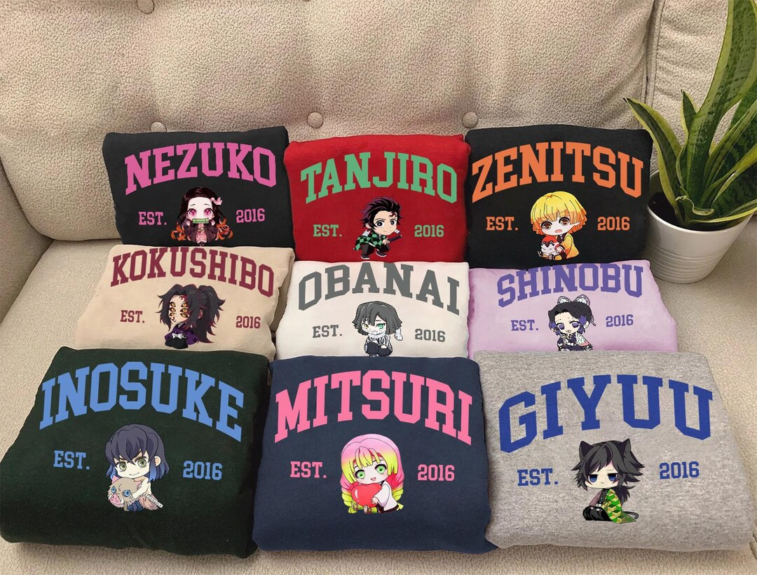 Anime Demon Slayer Chibi Characters Print Sweatshirt, Shirt Gift for Him, Anime Lover, Friends Tr... | Etsy (US)