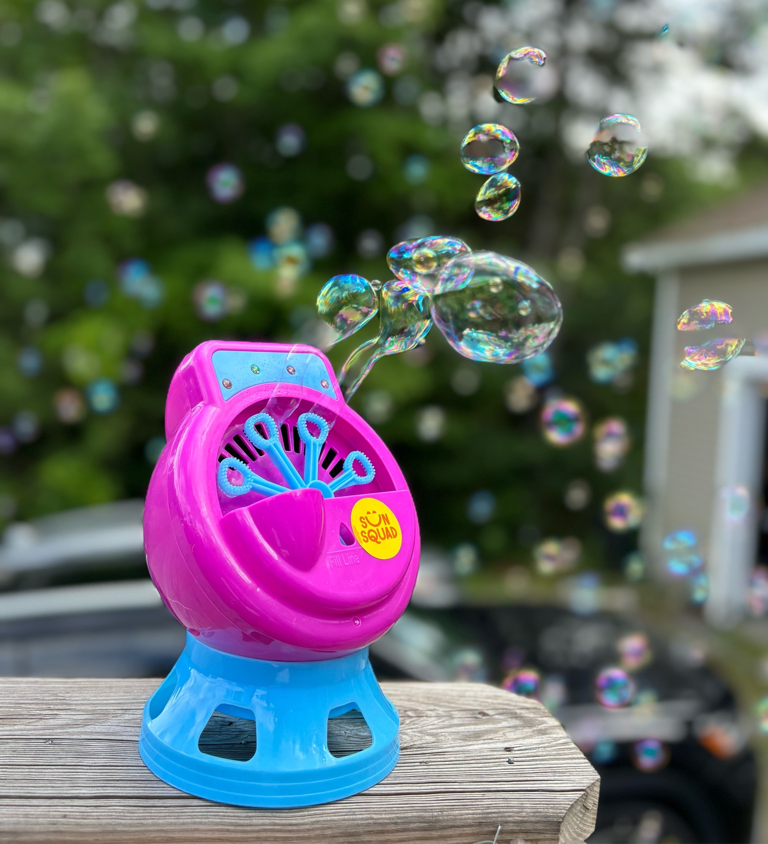 I had too much fun with this as an adult lol so everyone needs to get it! Get lots of extra bubble solution because you’ll just want it to go for hours on end. Takes 4 AA batteries so stock up on those too but absolutely worth it for the endless giggles & a sky filled with bubbles 🫧🩷

#LTKSeasonal #LTKKids #LTKSummerSales
