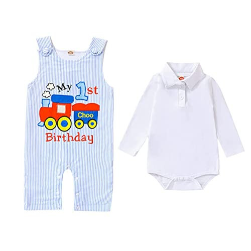 XIFAMNIY Infant Baby Boy 1st Birthday Striped Long sleeve Cotton Romper Cake Smash Clothes | Amazon (US)