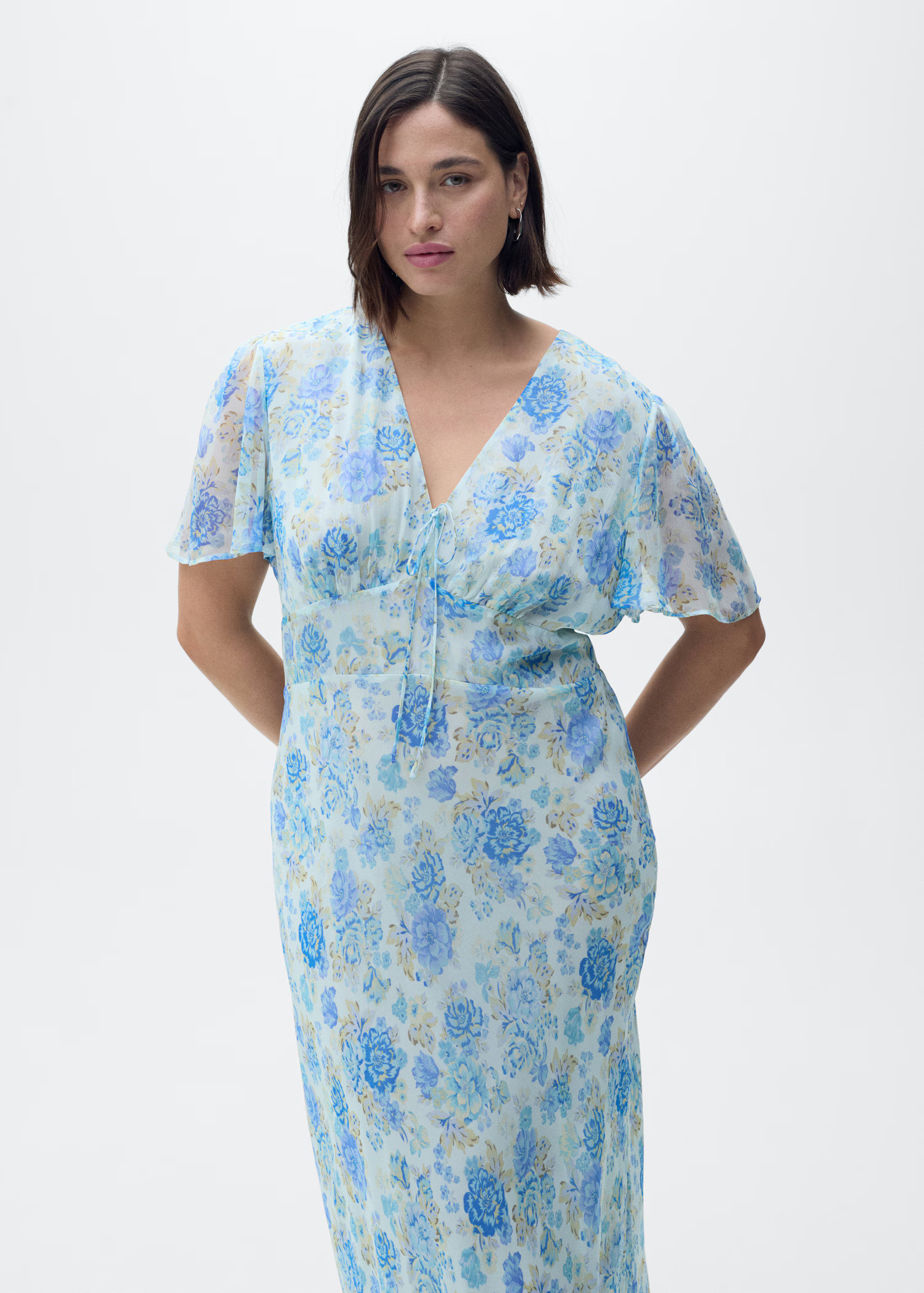 Long floral dress with short sleeves - Women | MANGO United Kingdom | MANGO (UK)