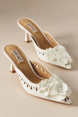 Badgley Mischka Oriana Slip-On 3D Floral Mule Heels | Anthropologie (US)