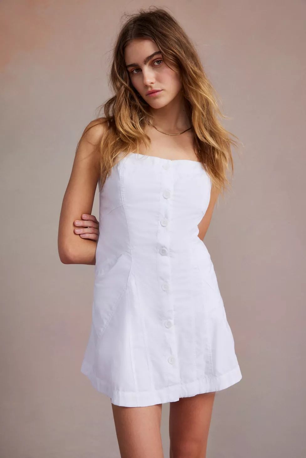 UO Teega Button Mini Dress | Urban Outfitters (US and RoW)