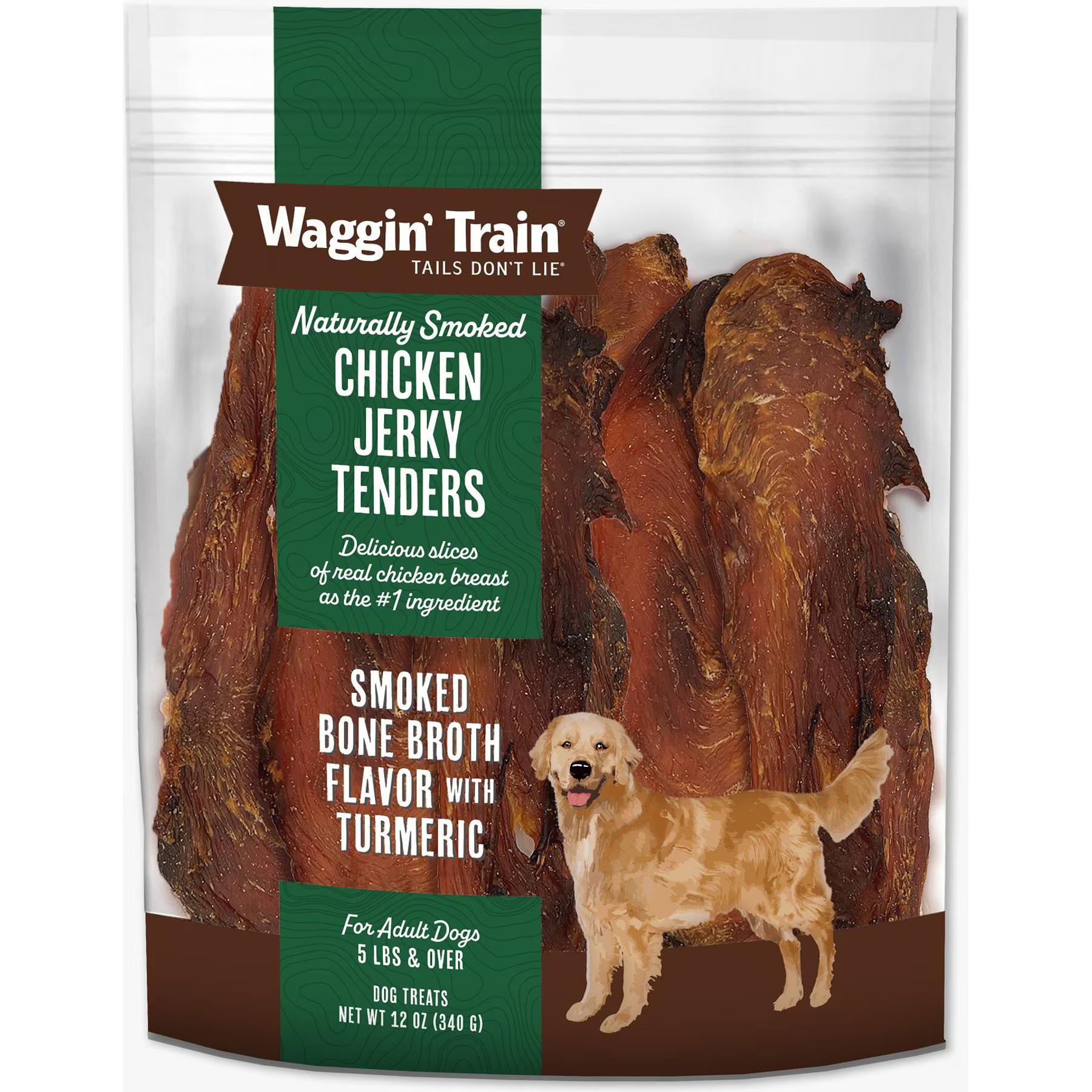 Waggin' Train Smoked Chicken Jerky Tenders with Turmeric & Bone Broth Dog Treats, 12-oz bag | Chewy