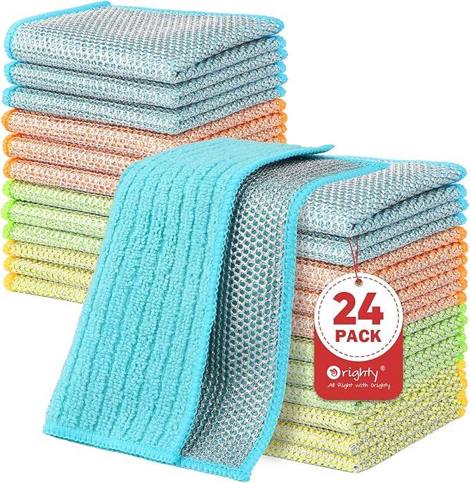 Orighty Multipurpose Wire Dishwashing Rag 24 Pcs, Upgraded Double-Layer Non-Scratch Wire Dish Cle... | Amazon (US)