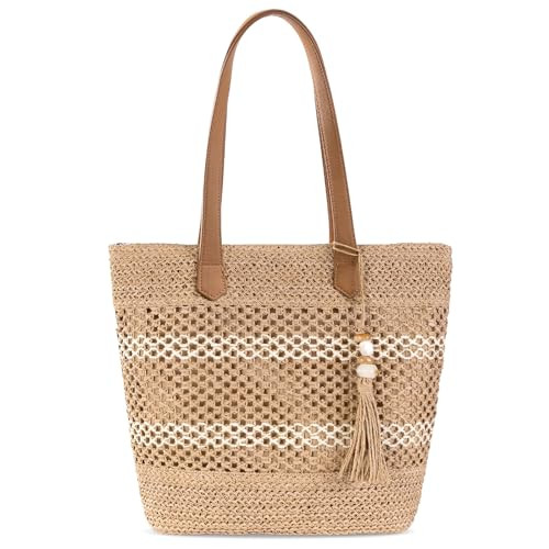 Amazon.com: shoowyees Straw Beach Tote Bag for Women - 2026 Handwoven Summer Purse Handbag with Z... | Amazon (US)