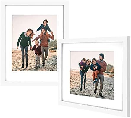 Yome 2 Pack 11x14 White Picture Frames with Mats, Photo Frames Set for Wall Display Pictures, Cre... | Amazon (US)
