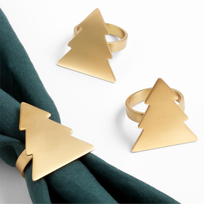 Holiday Tree Brass Napkin Ring | Crate & Barrel | Crate & Barrel