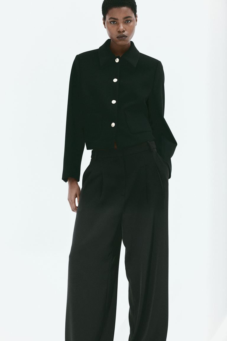 Button-detail jacket - Black - Ladies | H&M GB | H&M (UK, MY, IN, SG, PH, TW, HK)