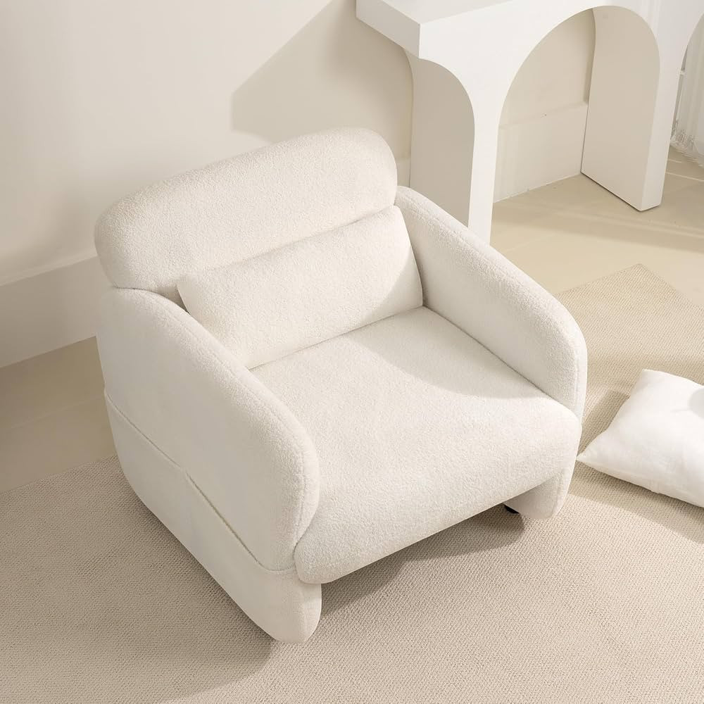 Sherpa Accent Chair, Oversized Teddy Fabric Armchair Big Comfy Upholstered Armed Chair Single Sof... | Amazon (US)