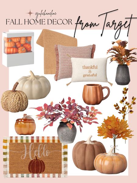 Fall home decor finds from Target that I’m LOVING! Love all of these warm tone colors mixed with fun textures! The pumpkins and door mat are so fun! #target #home #fall #falldecor #targethome #targethomedecor #decor #pumpkins 

#LTKunder50 #LTKhome #LTKSeasonal