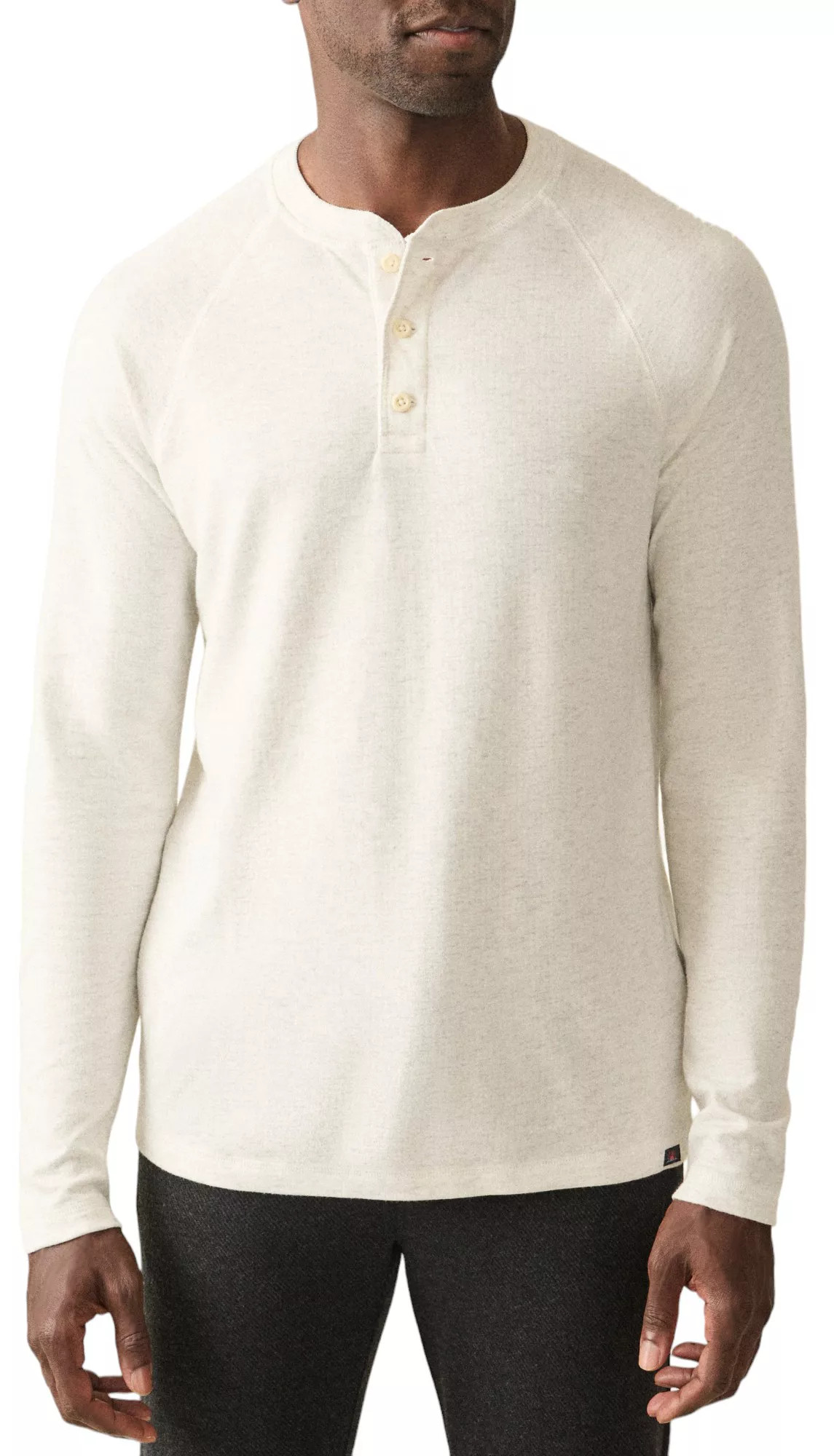 Faherty Men's Long Sleeve Cloud Henley Shirt, Medium, Ivory Heather | Public Lands