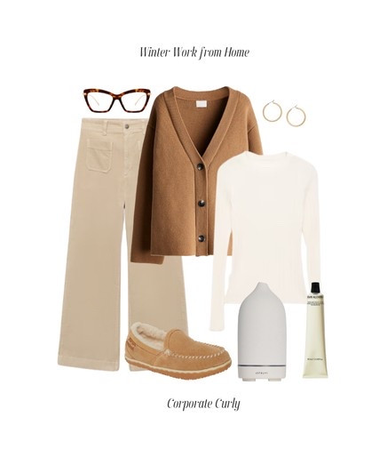 Comfy meets cozy. A warm neutral palette for easy winter WFH days. 

winter work from home outfit, wool-blend cardigan, ecru corduroy pants, ribbed round-neck sweater, cozy neutral outfit, cinnamon slippers, WFH winter look, comfy winter loungewear, soft knit outfit, LTK winter cozy style

#LTKHome #LTKWorkwear #LTKStyleTip