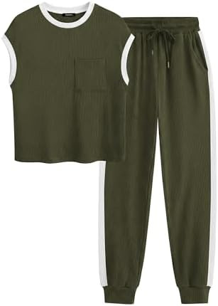 BTFBM Women's Two Piece Tracksuit Outfits Summer Short Sleeve Tops Long Pants Jogger Lounge Match... | Amazon (US)