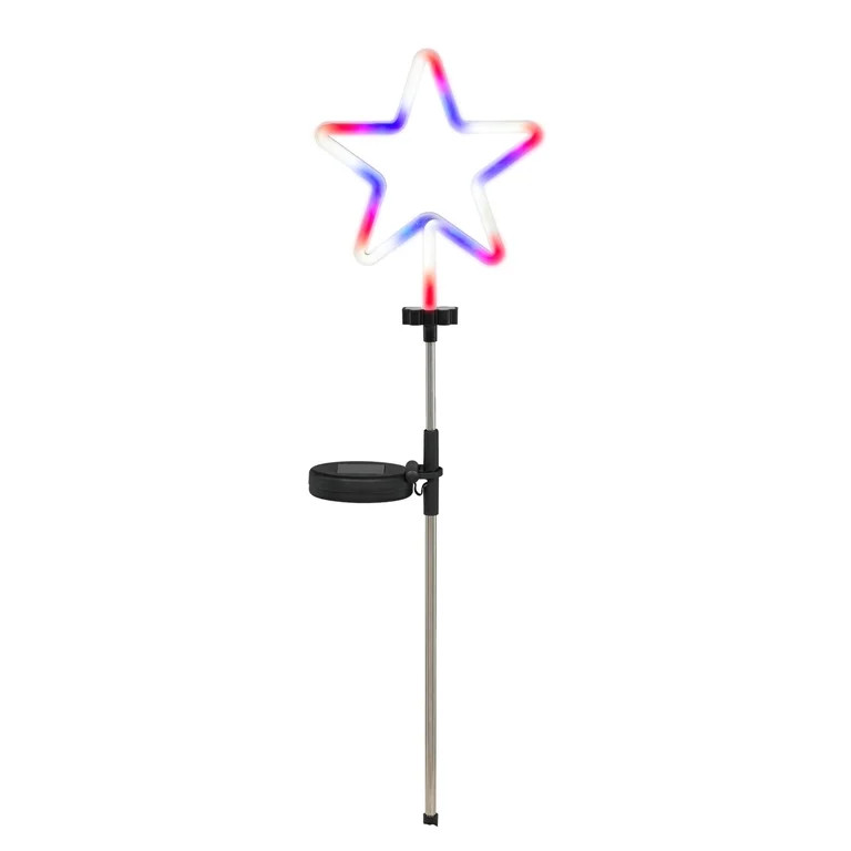 Outdoor Solar-Powered LED Neon Star Pathway Light, Red/Cool White/Blue, 24", Patriotic by Way To ... | Walmart (US)