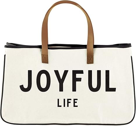 Creative Brands Faithworks - Large Inspirational Canvas & Leather Tote, 20 x 11-Inch, Joyful Life... | Amazon (US)
