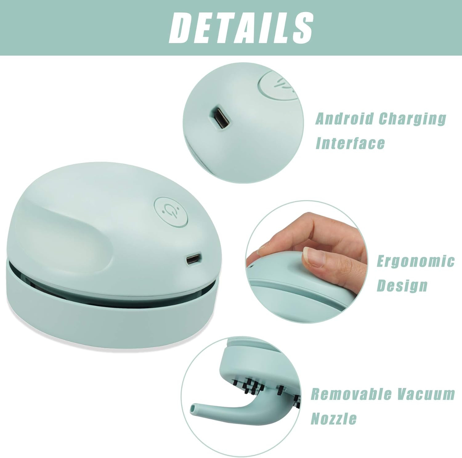 Desktop Vacuum Cleaner USB Charging with Vacuum Nozzle Cleaning Brush, Detachable Design & Portab... | Amazon (US)