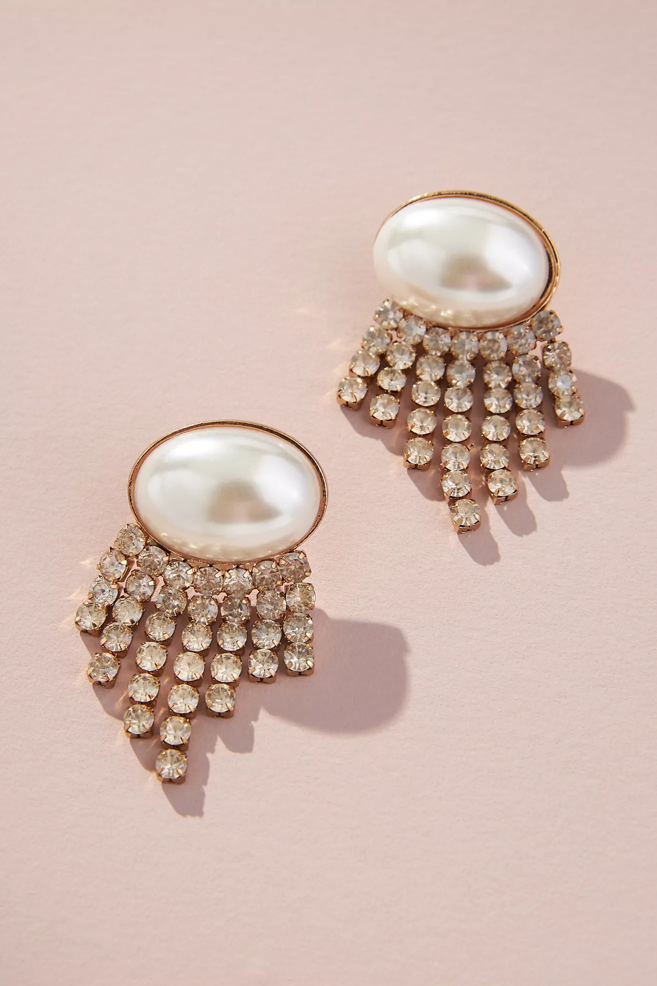 Crystal Fringe Pearl Earrings | Anthropologie (US)