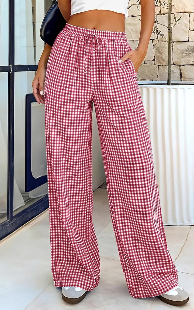 PRETTYGARDEN Womens Pants Elastic Waist Floral Lightweight Palazzo Pants for Women Casual Lounge ... | Amazon (CA)