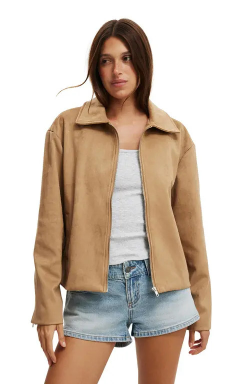 Cotton On Women's Drew Faux Suede Jacket in Tan at Nordstrom, Size Xx-Small | Nordstrom