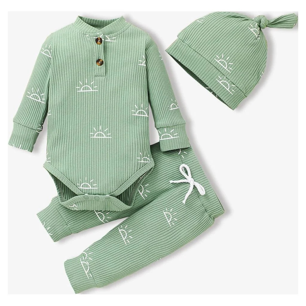 PatPat Newborn Baby Pajamas Boy Girl Clothes Cotton Ribbed Long Sleeve Romper and Pants Outfit Se... | Walmart (US)