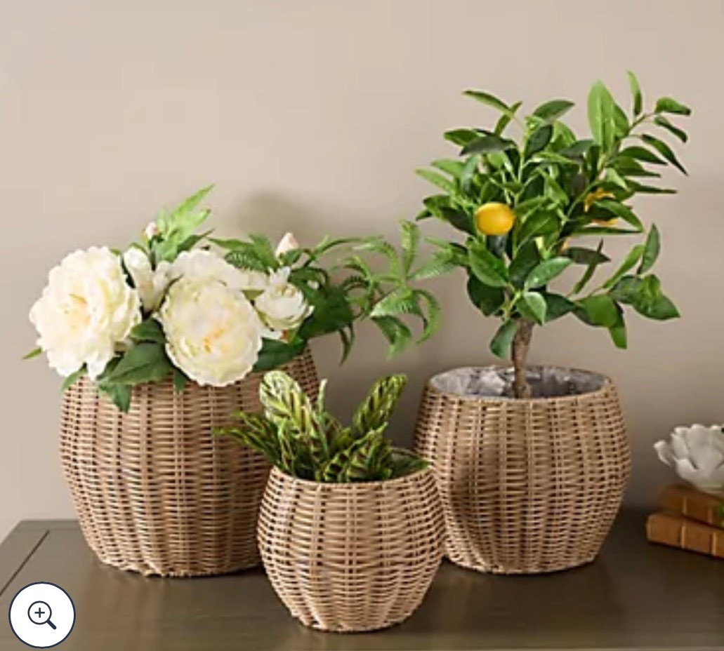 Arranging your favorite plants and blooms just got easier with this set of three rattan planters. Display them together on your porch for a coordinated look, or spread them throughout your garden (they're weather-resistant!) and let each one highlight a different type of greenery. From Garden Reflections.

#LTKHome #LTKmomlife #LTKSeasonal