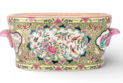 Vintage Style Small Chinese Rose Medallion Footbath Planter-9.5'' x 4''H | eBay US