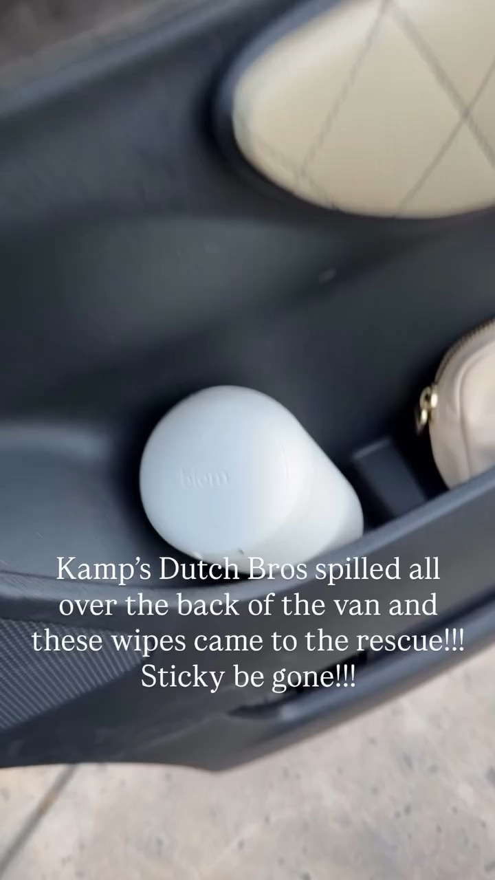 Kamp’s Dutch Bros spilled all over the back of the van and these wipes came to the rescue!!!
Sticky be gone!!!
