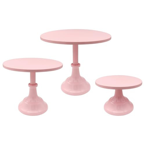 HADEEONG 3 Pcs Pink Cake Stand Set - Metal Round 8" 10" 12" Tiered Display Stands Cupcake Dessert Stands for Birthday, Wedding, and Party Decorations, Baby Shower | Amazon (US)