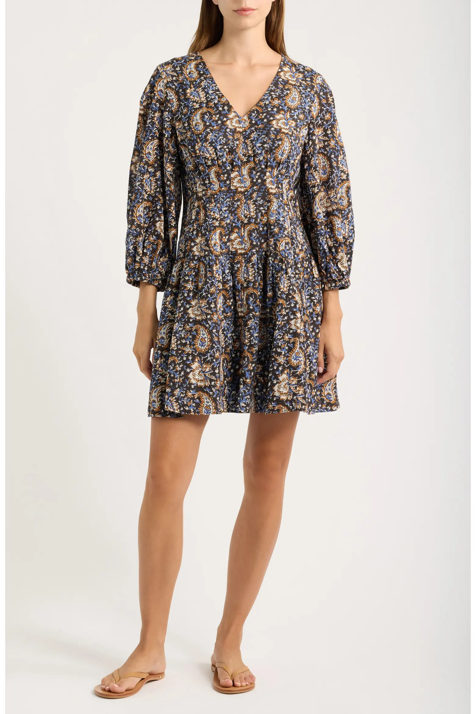 Madewell Paisley Floral Long Sleeve Cotton Dress (Women) | Nordstrom | Nordstrom