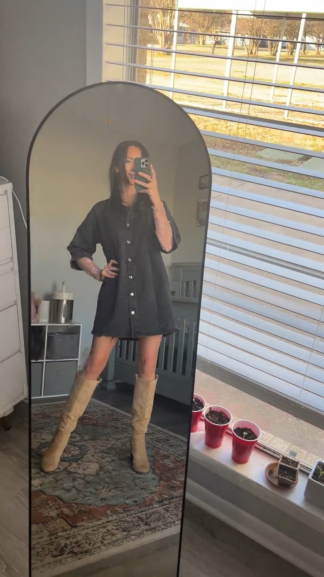 Casual but make it cute. Obsessed with this oversized denim moment paired with neutral boots 🤍 

#LTKootd #LTKValentine #LTKgrwm