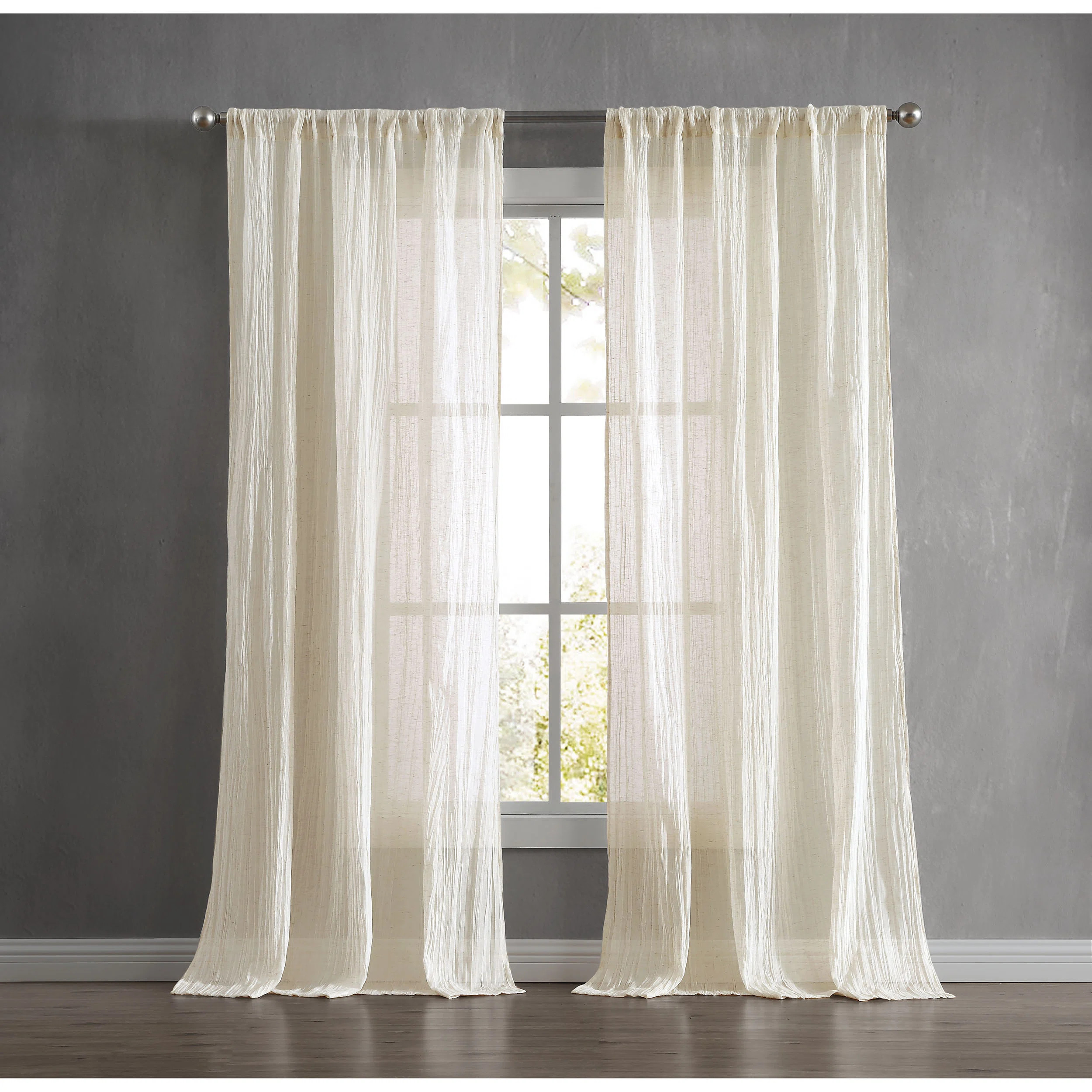 French Connection Kamra Solid Semi-Sheer Curtain Panels (Set of 2) | Wayfair North America
