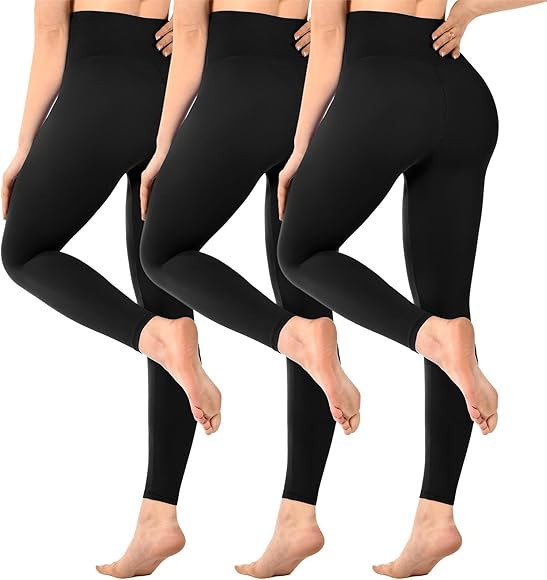 SINOPHANT Pack of 3 Women's High Waist Opaque Black Leggings for Gym Yoga Sports | Amazon (UK)