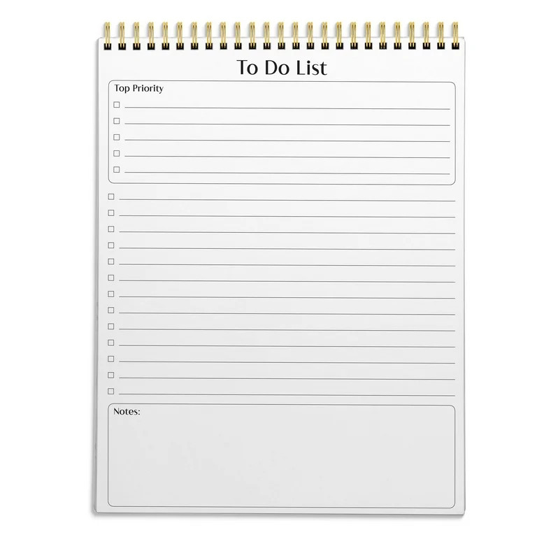 Better Office Products To Do List Notepad, 8.5" x 11", Planning Note Pad, 50 Sheets, Double Wire ... | Walmart (US)
