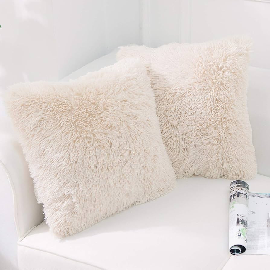 NordECO HOME Luxury Soft Faux Fur Fleece Cushion Cover Pillowcase Decorative Throw Pillows Covers... | Amazon (US)