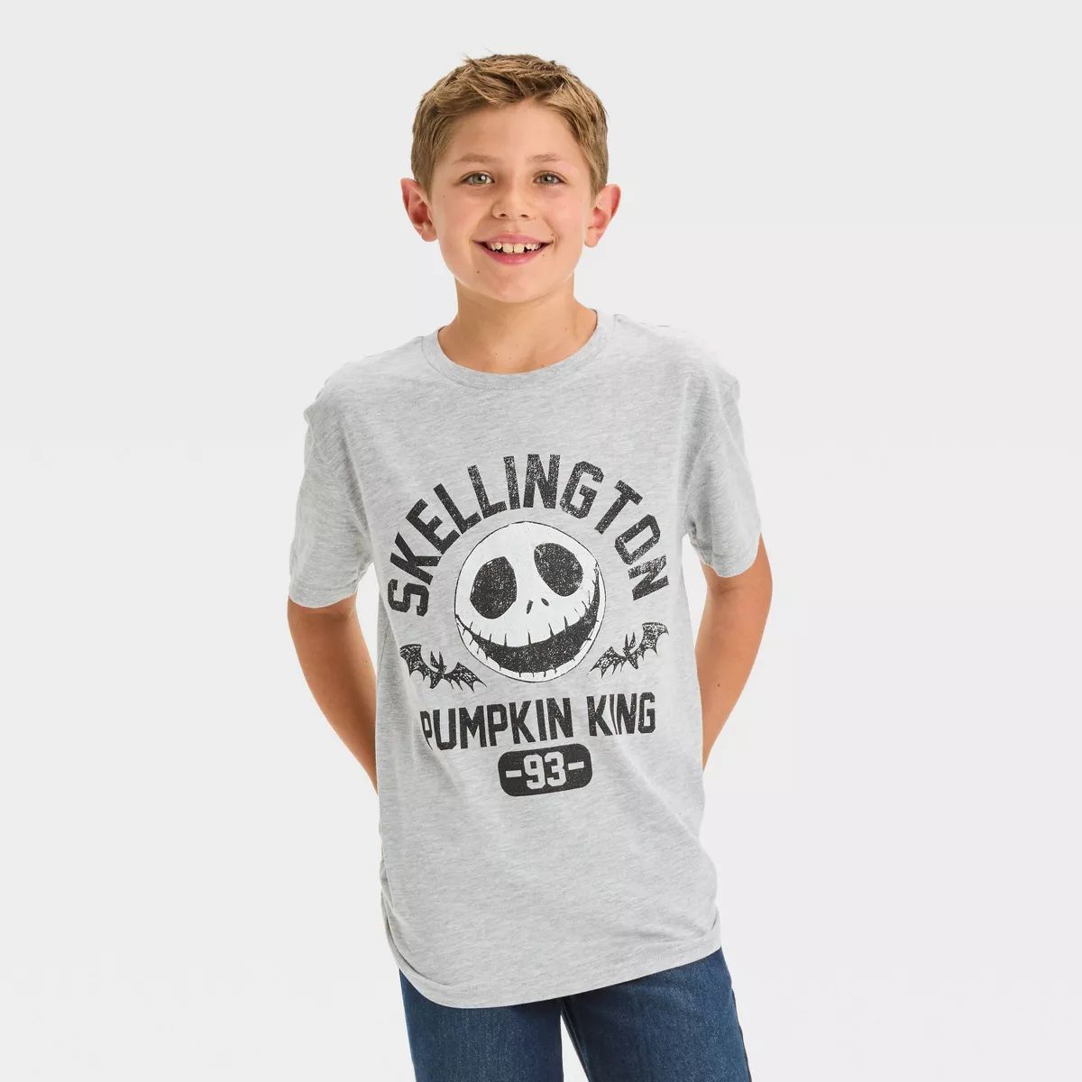 Boys' The Nightmare Before Christmas Jack Skellington Short Sleeve Graphic T-Shirt - Heather Gray | Target