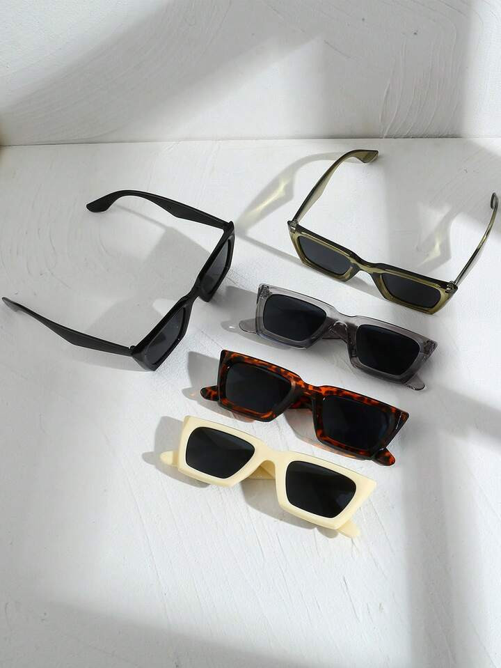 1 Set 2023 Unisex Black European And American Style Square Vintage Retro Dancing Fashionable Glas... | SHEIN