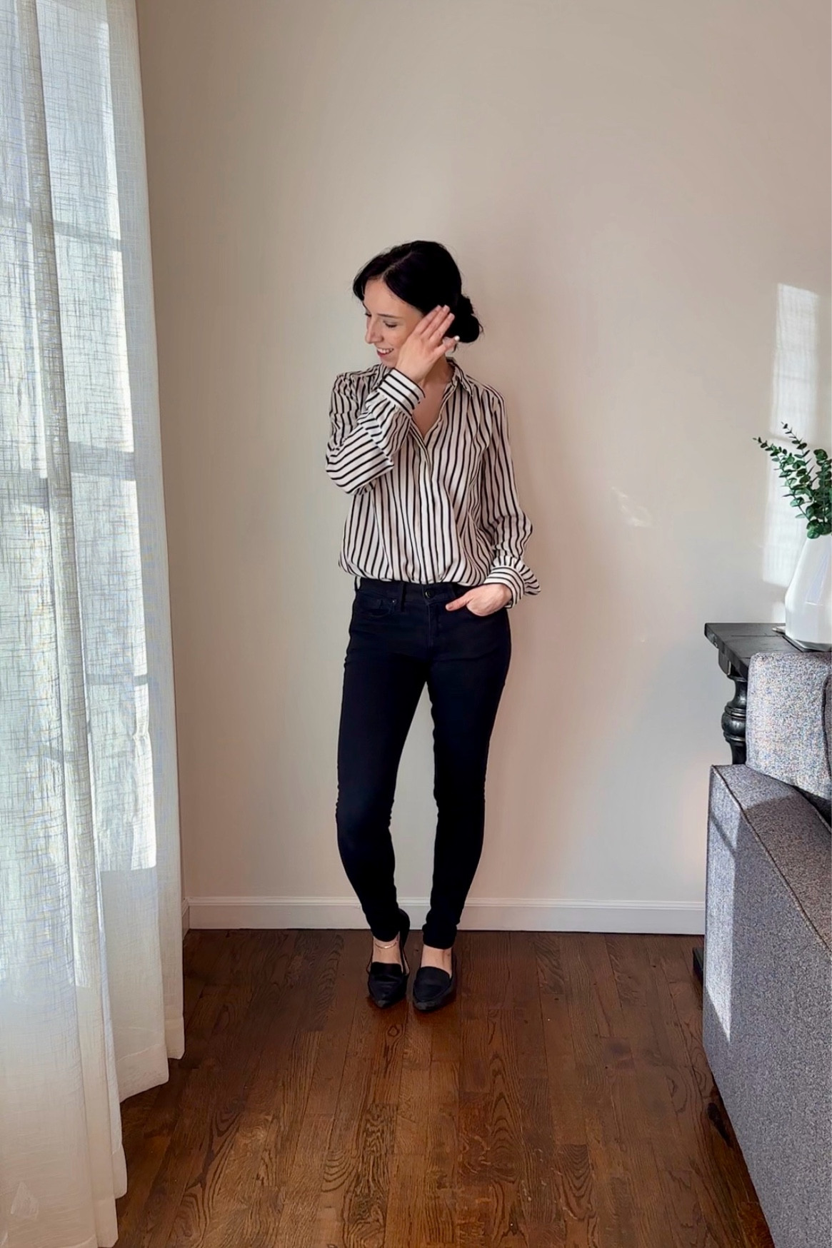 Black and white stripped button up size S
Black jeans size 00
Black loafers size 6.5


Fall outfit, work outfit, casual outfit, easy outfit, black and white outfit, minimalist outfit, millennial outfit, winter outfit 



#LTKFindsUnder100 #LTKWorkwear #LTKStyleTip