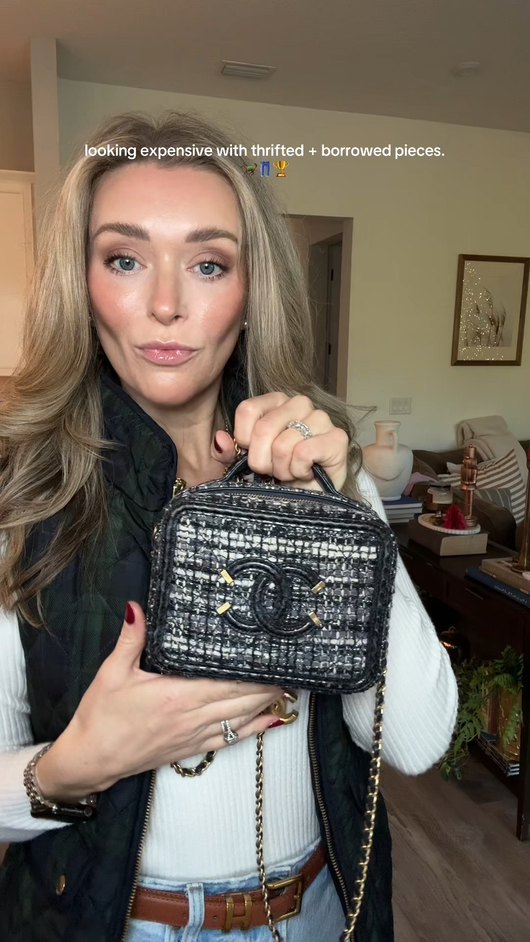Vivrelle is giving my followers a free month of lux bags! Use my code ERINLYNN to get a free month! Classic layers, thrifted finds, and my borrowed Chanel for the month. Vivrelle is doing a promo right now — use code ERINLYNN for a free month if you want to try a designer bag for the holidays.
#ootdfall #classicstyle #ralphlaurenaesthetic #thriftedfinds classic fall outfit, old money outfit inspo, thrifted style finds, elevated everyday style, fall fashion mom style, quiet luxury outfit ideas, Ralph Lauren inspired look, timeless wardrobe staples

#LTKootd #LTKHoliday