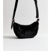 Black Faux Fur Sling Shoulder Bag New Look | New Look (UK)