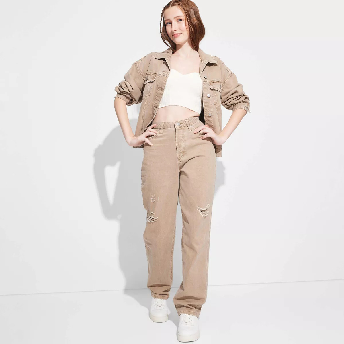 Women's High-Rise Curvy Straight Jeans - Wild Fable™ Brown Wash 2 | Target