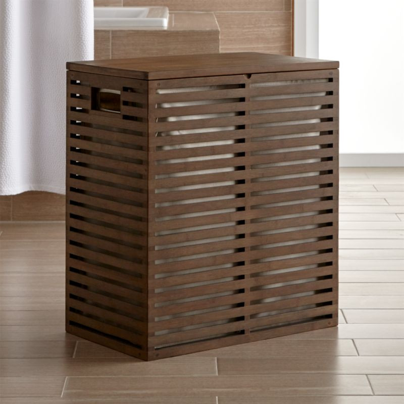 Dixon Bamboo Hamper with Liner + Reviews | Crate & Barrel | Crate & Barrel