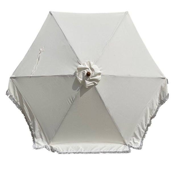 9ft 6 Ribs Replacement Umbrella Canopy w/Fringed Valance in Off-White (Canopy Only) | Walmart (US)