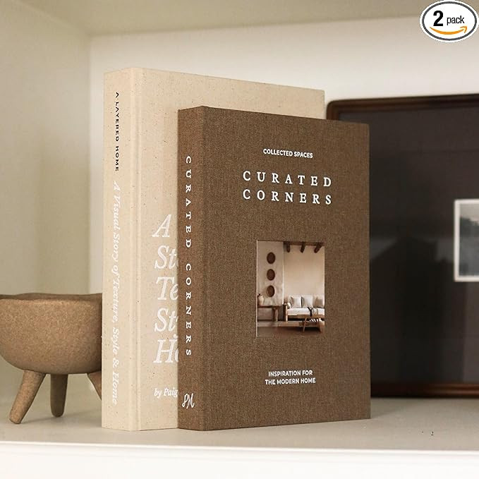 Decorative Books for Home Decor - 2 Linen Fake Books for Decorating Bookshelf, Coffee Table, Shel... | Amazon (US)