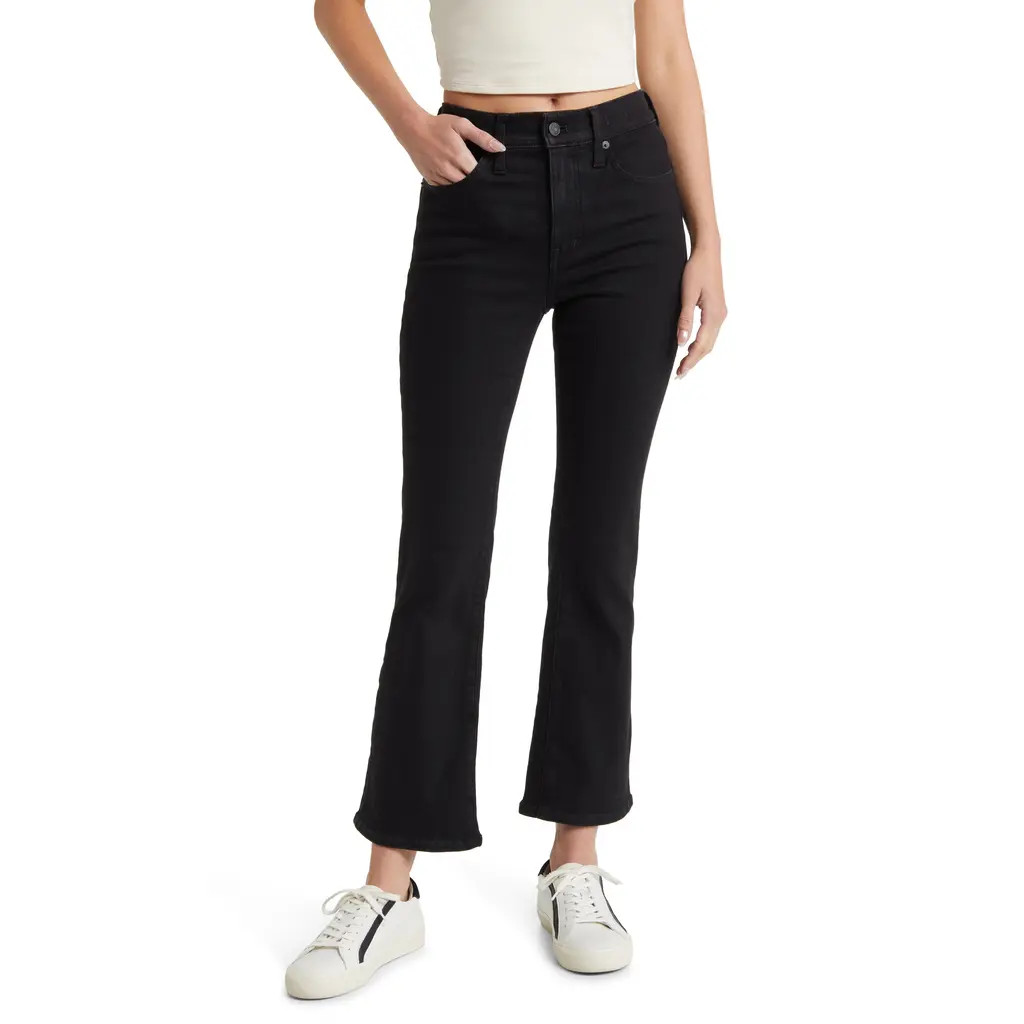 Madewell Kick Out High Waist Crop Jeans in Black Rinse Wash at Nordstrom Rack, Size 29 | Nordstrom Rack