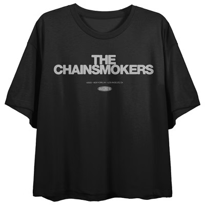 The Chainsmokers Double-Sided Monotone Grid Women's Black Crop Tee-Small | Target