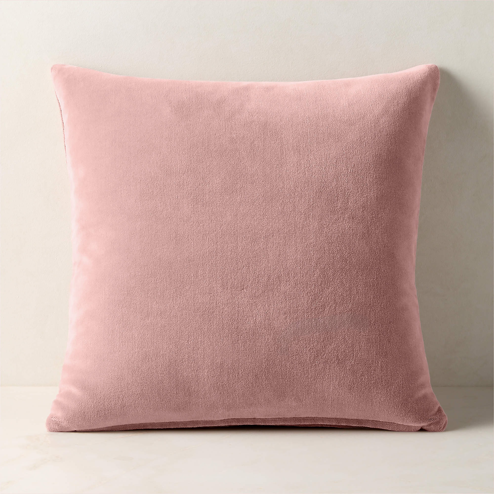 Encino Dusty Rose Organic Cotton Stonewashed Velvet Throw Pillow with Down-Alternative Insert 20"... | CB2