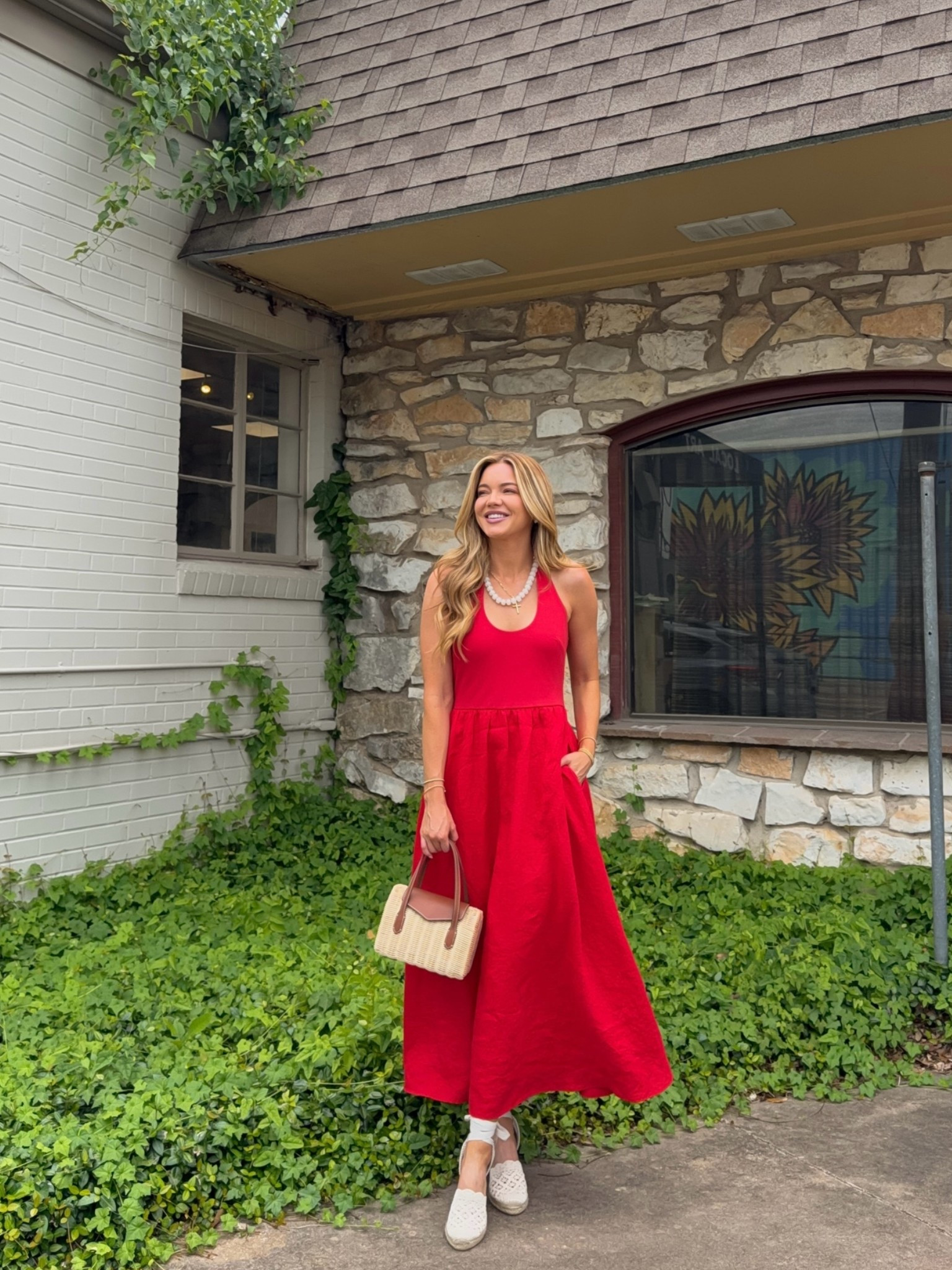 i love this dress ❤️ the pop of red is not only perfect for july 4th, but all summer long! i’m 5’3 wearing an xs & the wedges are super comfortable!  #ad #injcrew @jcrew
